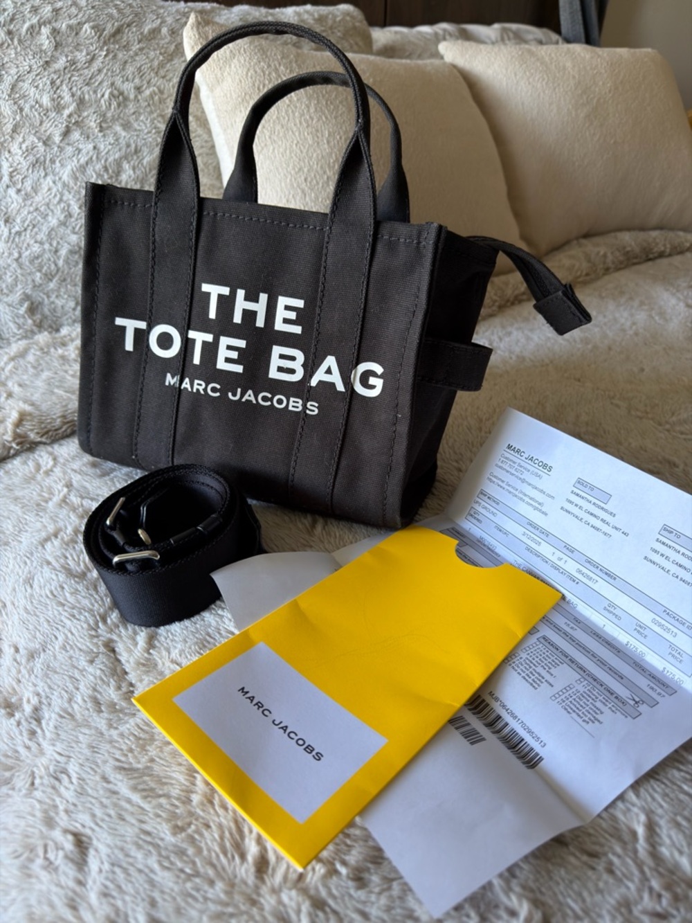 Marc Jacobs Black Canvas Tote with White Logo